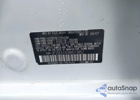 2008 Subaru Impreza 2.5I from USA, damaged, VIN JF1GE61608H513452